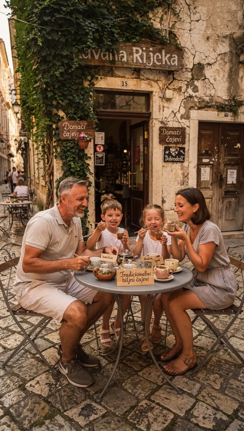 Sušene ljekovite biljke iz Hrvatske pažljivo rasprostranjene na drvenom stolu.