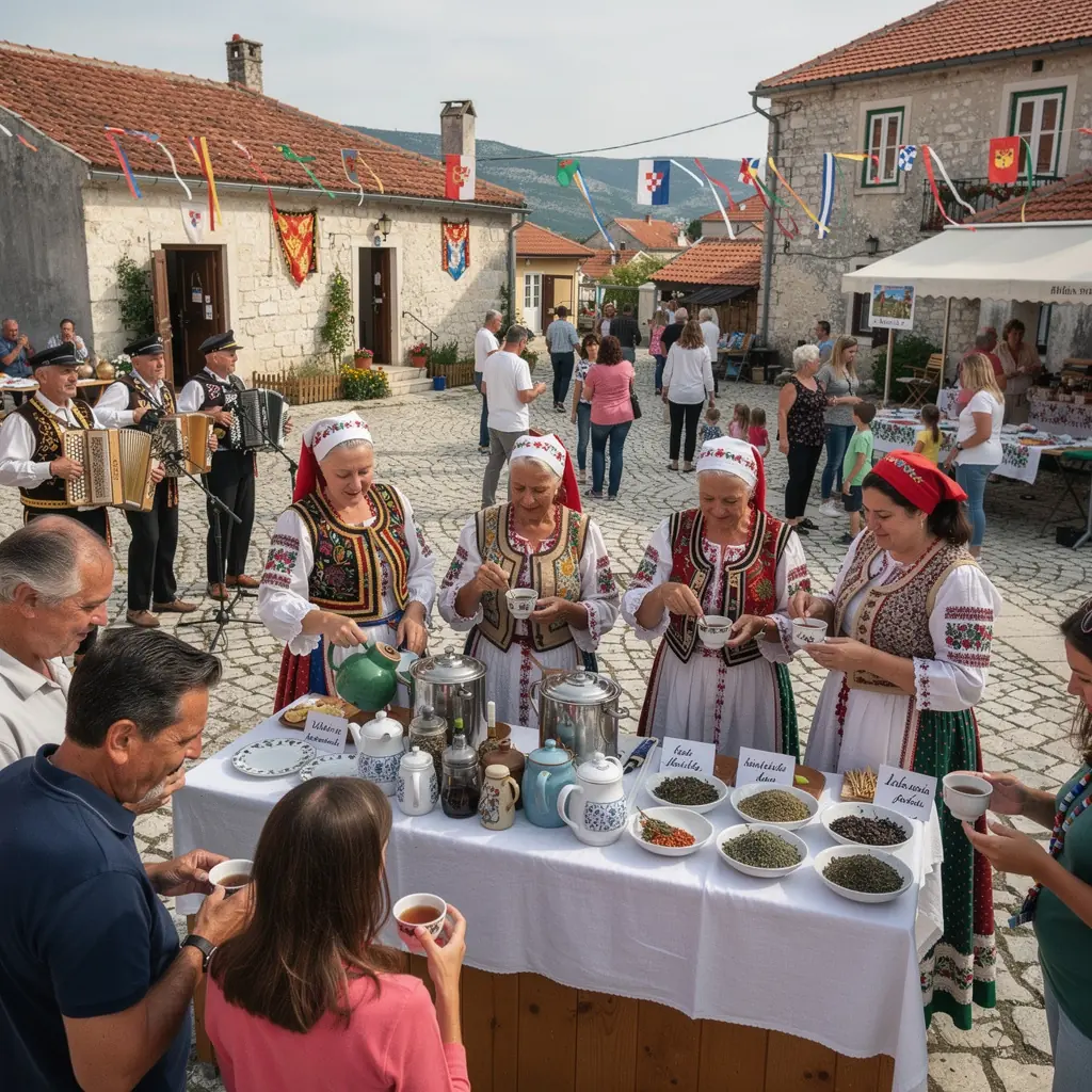 Čaj s okusom mente poslužen s domaćim kolačićima u prijatnom ambijentu.