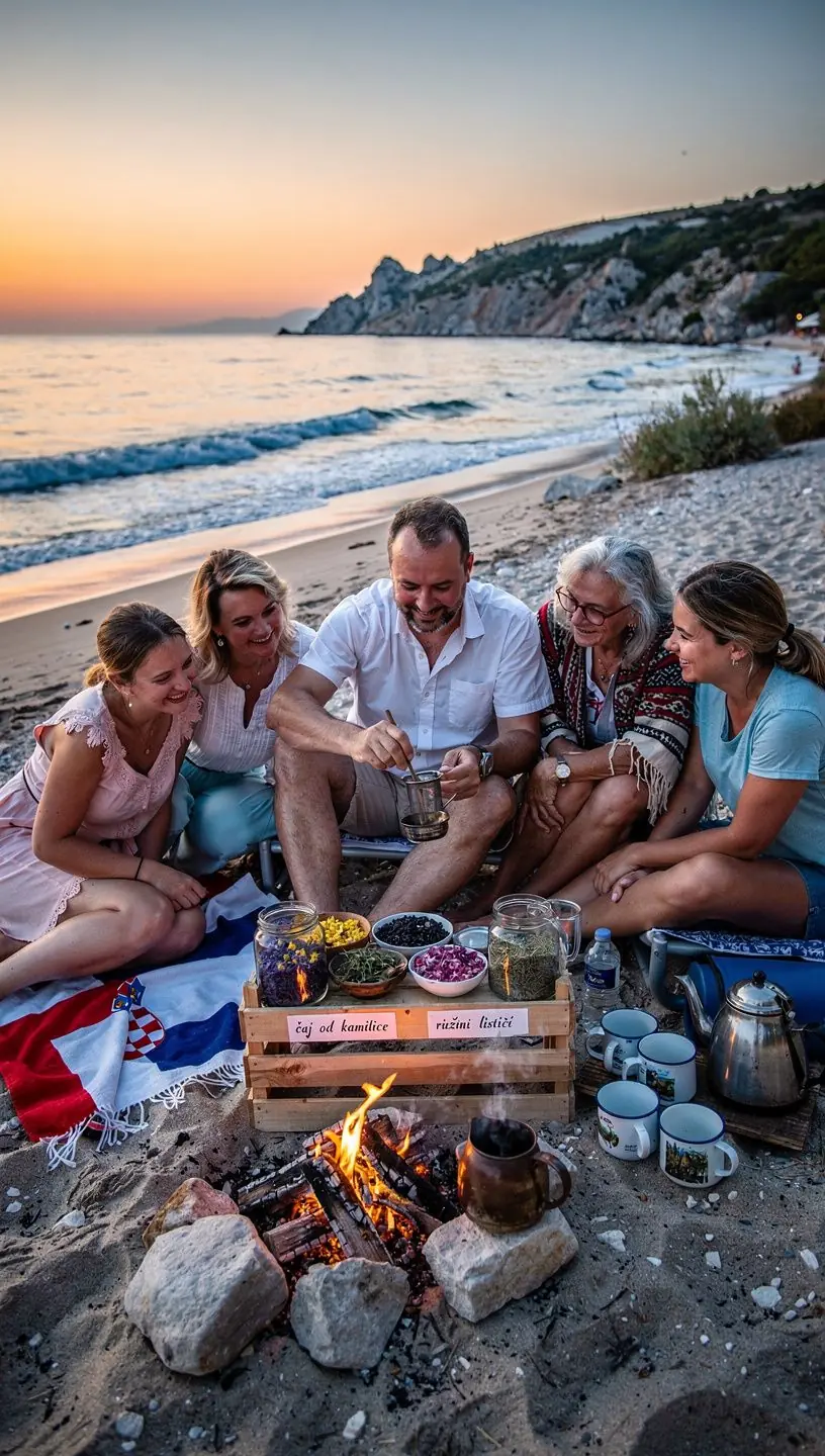 Raznovrsne šalice čaja s prirodnim biljem na stolu.
