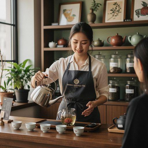 Tradicionalna hrvatska čajna ceremonija s gostima koji uživaju u čaju.