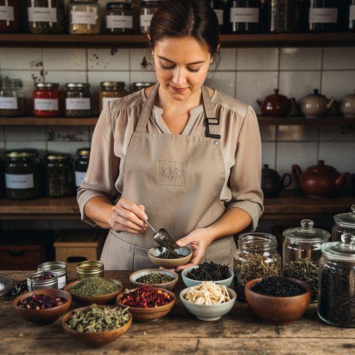 Zeleni čaj s komadićima naranče i cimeta poslužuje se na drvenom stolu.