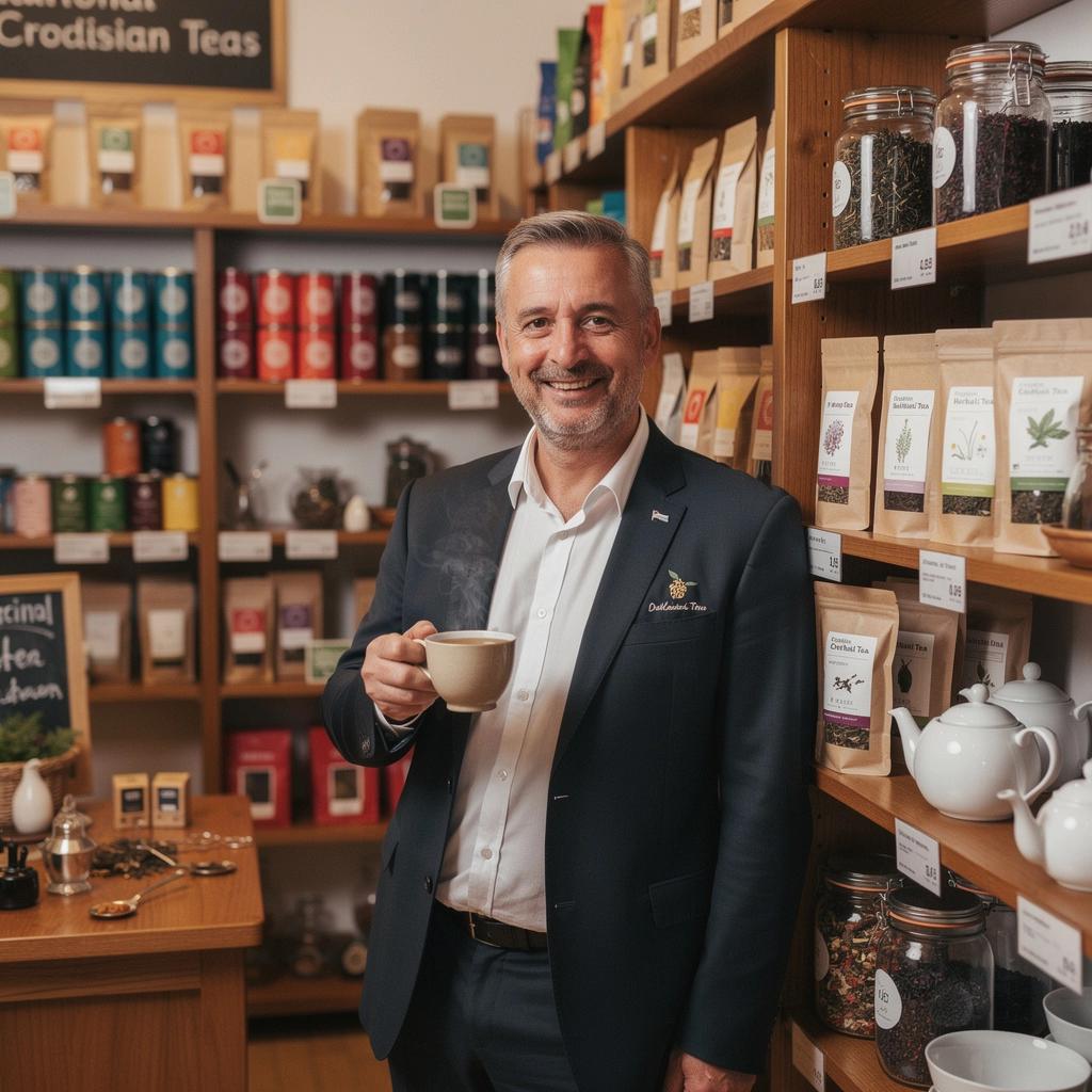 Uživanje u čaju u vrtu s cvijećem i drvećem oko.